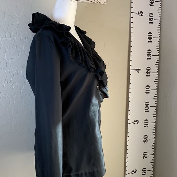 Jami Originals black ruffled collar blouse ruffles at sleeves too size 10 - Picture 8 of 13